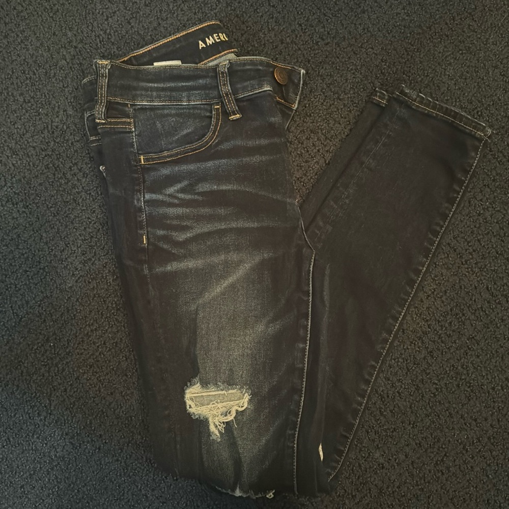Women’s American Eagle Next Level Stretch Skinny Jeans Ripped US Size 10 Regular